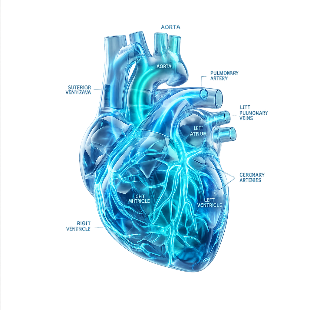 3D Glowing Glass Heart