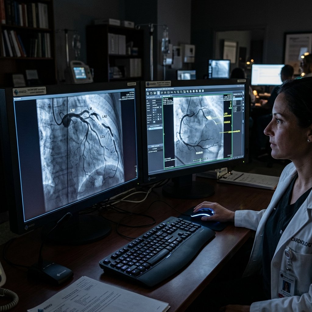 Coronary Angiography Imaging Workstation Screen